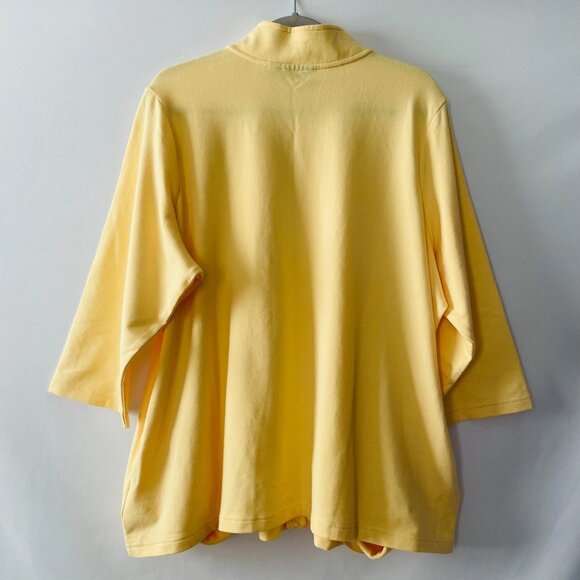 Sport Savvy Womens Yellow Floral French Terry Stand Collar Full Zip Jacket Sz 2X - Picture 2 of 7